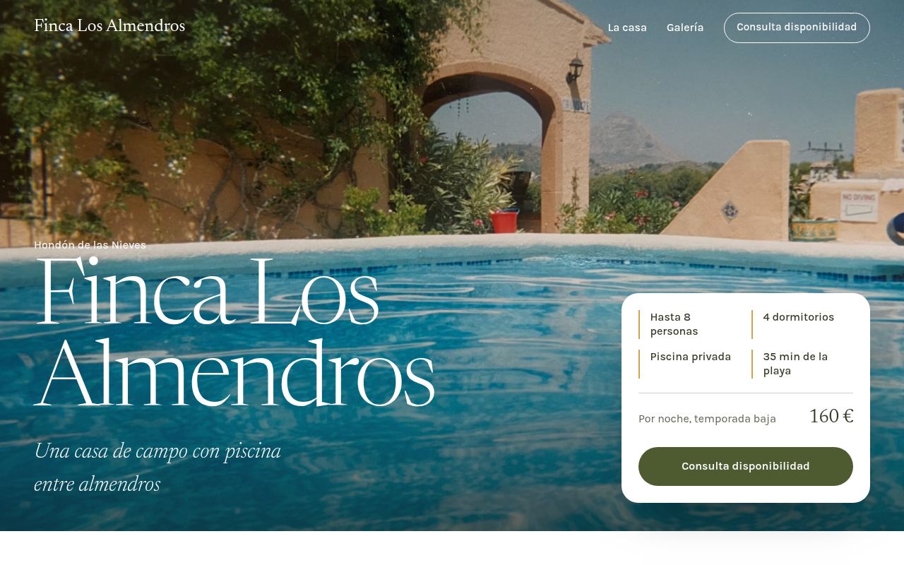 Finca Los Almendros — Casa rural con piscina privada y disponibilidad.