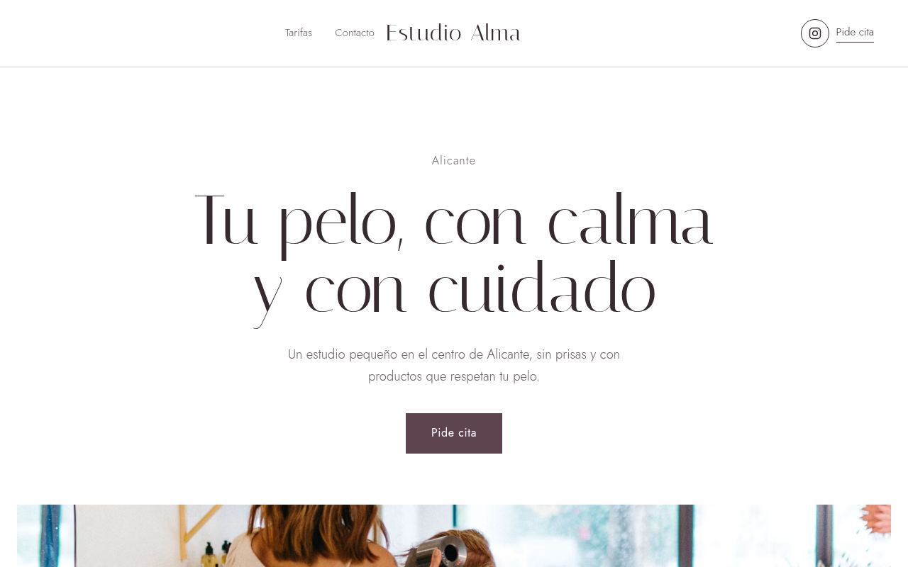 Estudio Alma — Peluquería y estética con servicios y cita previa.